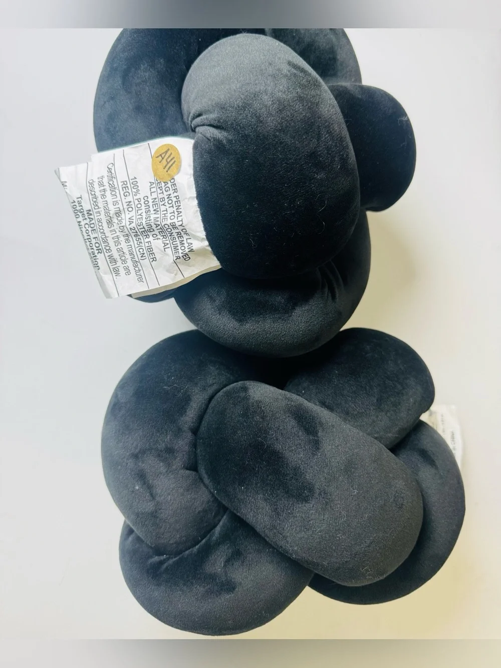 Set of 2 Black Soft Plush Knot Decorative Throw Pillows